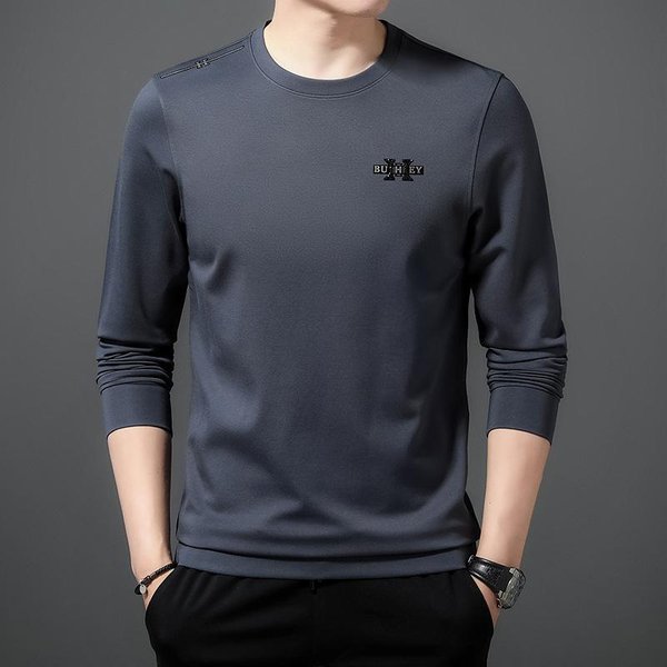 Sudaderas De Primavera Para Hombre Con Cuello Redondo, Tops De Moda Para Hombre, Camisetas BáSicas De Manga Larga Xxxxl Gris-image