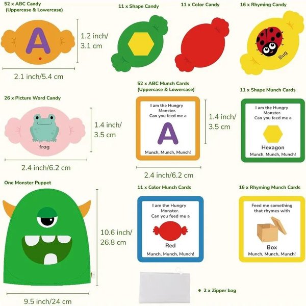 Juguete De Aprendizaje Del Alfabeto Para NiñOs PequeñOs Monstruo ABC Juego De Reconocimiento De Letras Y Emparejamiento Juguetes De Fieltro De Colores Preescolar Montessori Juguetes Para NiñOs Green-image