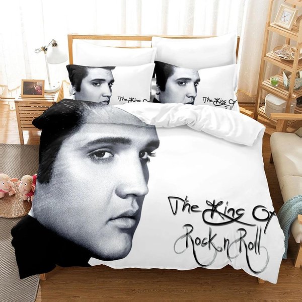 3D Elvis Presley Zestaw Poszewek Na KołDrę Twin Full Queen King PośCiel Z Poszewkami Na Poduszki MięKka Wygodna 135X200Cm 2Pcs-image