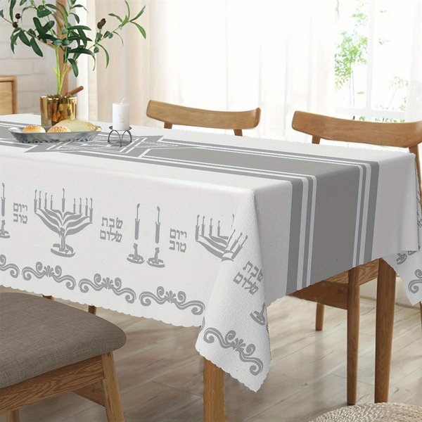 Mantel Rectangular De Menorá Para Fiesta JudíA Para DecoracióN De Mesa Cocina Comedor Impermeable Reutilizable Mantel Para Mesas DecoracióN Del Hogar 100X160Cm-image