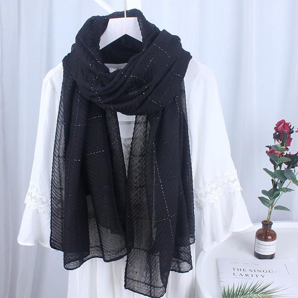 VersióN Coreana De Bufanda De Cuadros De Primavera Y OtoñO Japonesa Para Mujer AlgodóN Lino Invierno CláSico BritáNico Bufanda Gris VersáTil Estudiante-image