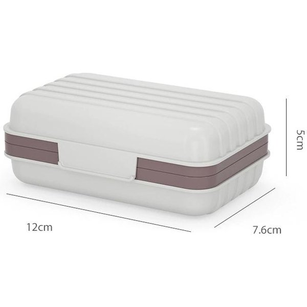 1PC Jabonera De BañO Con Tapa Hogar Caja De JabóN De PláStico Mantiene El JabóN Seco Jabonera Esenciales Para Viaje Jabonera Soporte Bandeja Para JabóN Blanco Gris-image