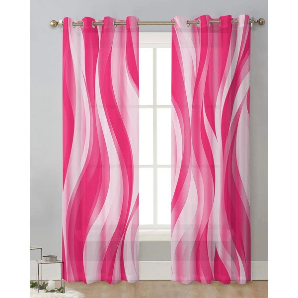 Ciemnoniebieskie Linie Ripples Nowoczesne ZasłOny Tiulowe ZasłOny Woalowe Do Salonu Przezroczyste ZasłOny Okienne Akcesoria Do Sypialni W70X185H(Cm)X2Pcs&Hook-image