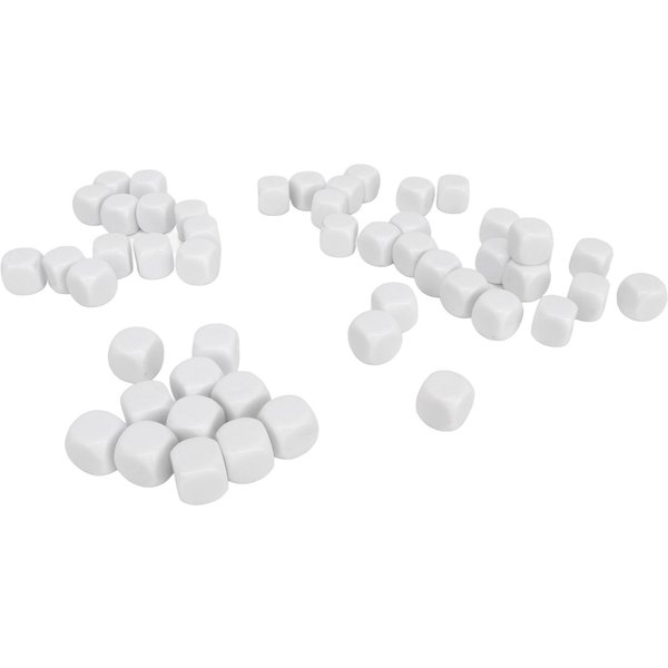 50 Piezas Dados Lisos De Seis Caras Esquinas Redondas PláStico 0.6In Cubos De Dados Para Juegos De Mesa Pegatina DIY EnseñAnza De MatemáTicas Fiesta Blanco-image