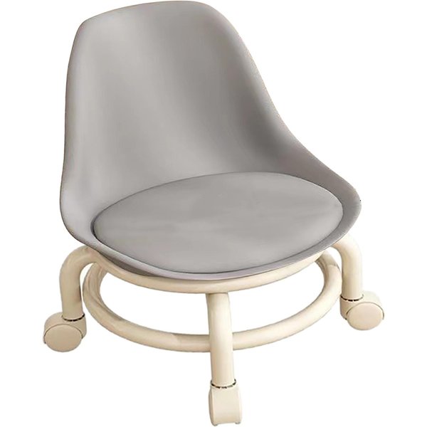 Taburete Bajo Con Ruedas Para NiñOs Con Respaldo Taburete Bajo Con Ruedas Universales Asiento Bajo Con Ruedas Gris-image