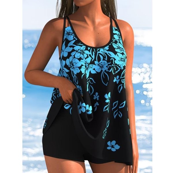 Damski Kostium KąPielowy Tankini DwuczęśCiowy Kostium KąPielowy WzóR Abstrakcyjny Kostiumy KąPielowe Na Wakacje 6XL Niebieski-image