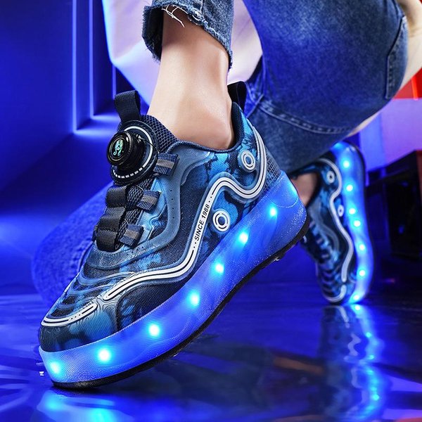 Zapatos De Correr Zapatos Deportivos Con Ruedas RetráCtiles Para NiñOs Zapatos Luminosos Transpirables Zapatos Explosivos 40-image
