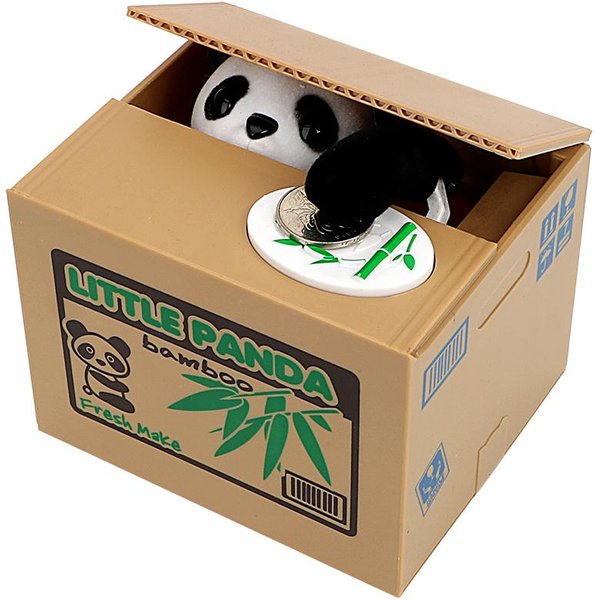 Huchas ElectróNicas Huchas Regalo Para NiñOs Panda Gato Automatizado Roba Monedas Caja Para Ahorrar Dinero Lindo PláStico-image