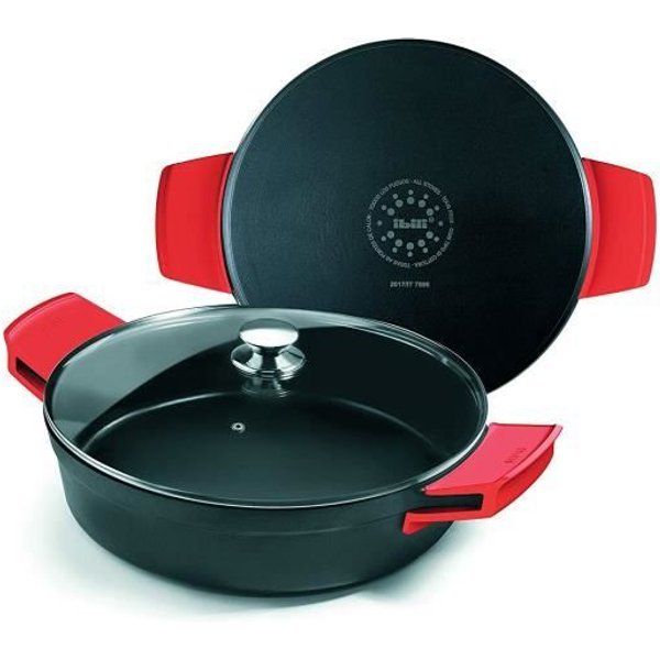 Ibili 462036 Plato Redondo Con Tapa Exc.Titanio 36 Aluminio, Negro, 36 X 36 X 8 Cm-image