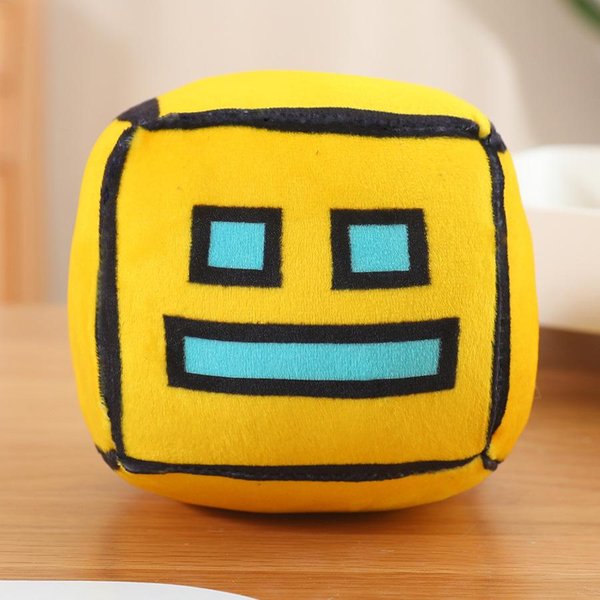 12Cm Geometry Dash Kostka Pluszowe Zabawki Wypchana Pluszowa Lalka MałA Poduszka Kwadratowy Wisiorek Gra Urocze Dzieci Fani Kolekcja Prezent Urodzinowy 12Cm żółTy-image