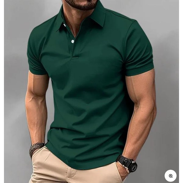 Camisa Polo De Manga Corta Para Hombre, Top Casual De Corte Ajustado Para El Uso Diario M Black-image
