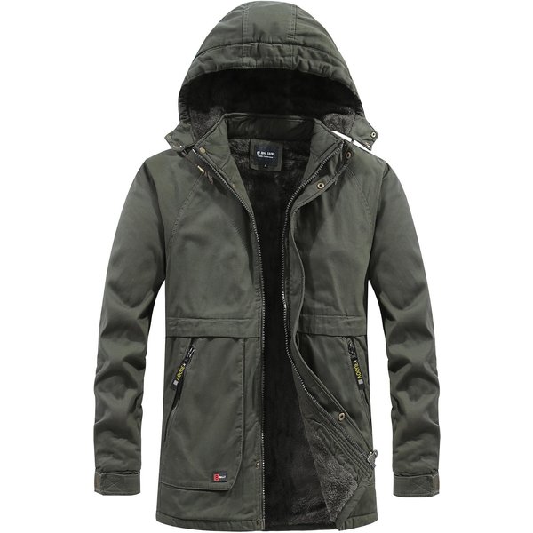 Abrigo De Invierno Nuevo De AlgodóN Acolchado De Longitud Media Y Larga Para Hombre, Abrigo De Lana Gruesa Con Capucha, Chaqueta Acolchada De AlgodóN, Chaqueta Juvenil Para Hombre 4XL Black-image