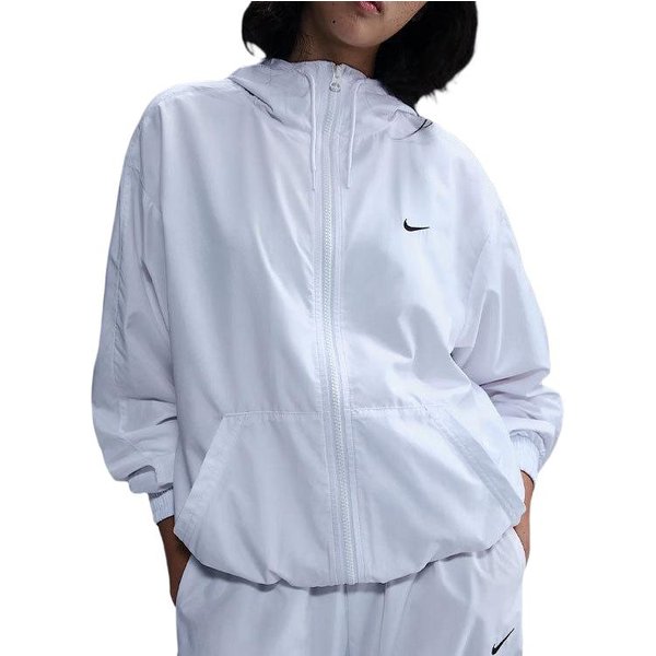 Damska Kurtka Z Kapturem Nike Z Logo, Oversize, Zapinana Na Zamek, BiałA FV6299-100 L White-image