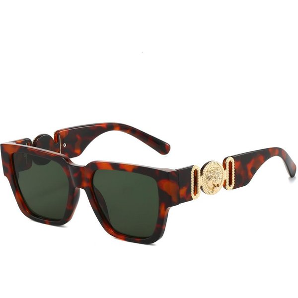 Vintage Y2K Kwadratowe Okulary PrzeciwsłOneczne Oversize Luksusowe Designerskie Okulary SłOneczne Punkowe Metalowe Okulary Lwa Dla Kobiet MężCzyzn Brown-image