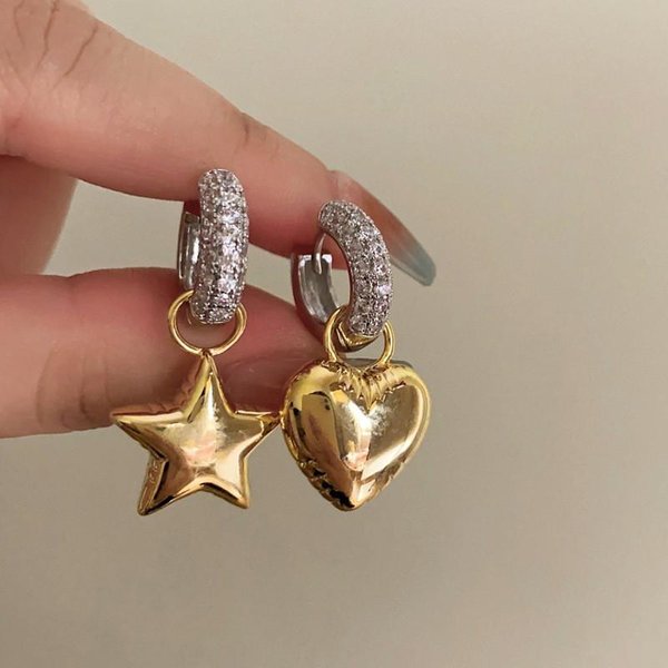 Pendientes Colgantes De Metal Y Cristal Estilo Europeo Americano Pendientes De BotóN De Moda Personalizados Accesorios De Viaje Para Damas Oro-image