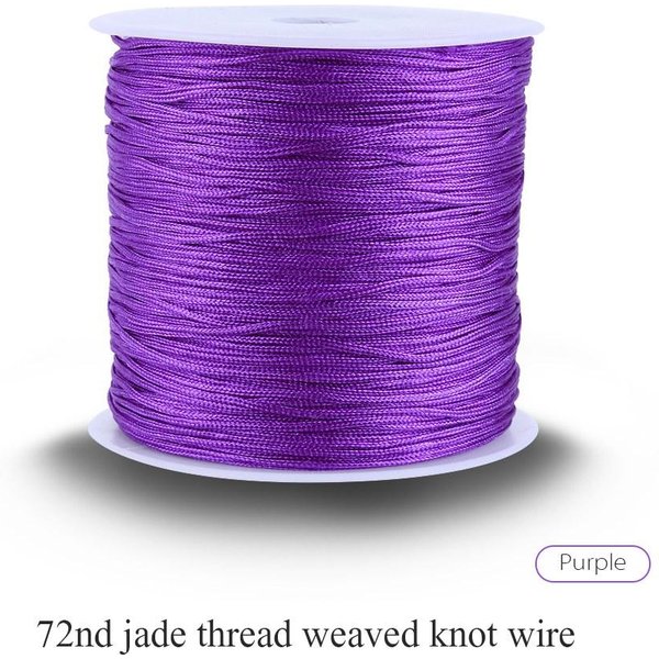 100M X 0,8Mm Nylonowy ChińSki WęZeł Sznurek Makrama Rattail Shamballa Nici Fioletowy Purple-image