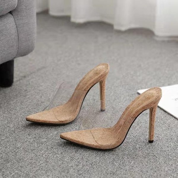 Sandalias De Gelatina De PVC Con Punta Abierta Y Tacones Altos Para Mujer, Zapatillas De Metacrilato Transparente, Zapatos De TacóN, Sandalias Transparentes, Talla 35-42 38 Gray-image