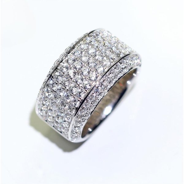 Anillo De Oro Blanco De 18 Quilates Para Hombre Anillo De Diamante Simulado De 3 Quilates Anillo ÍNdice Anillo Para Hombre No. 9 Gray-image