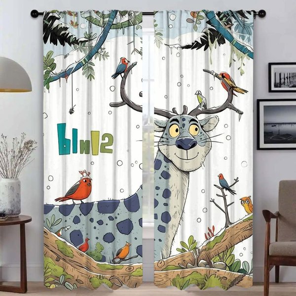 Cortinas Makrod Forest Para Sala De Estar Tul Para Cortina Para Dormitorio Cortinas Divisorias Cortinas Para Interiores Del Hogar 2 Piezas Cocina CáMara W50Xh70Cmx2Pcs-Cl-image