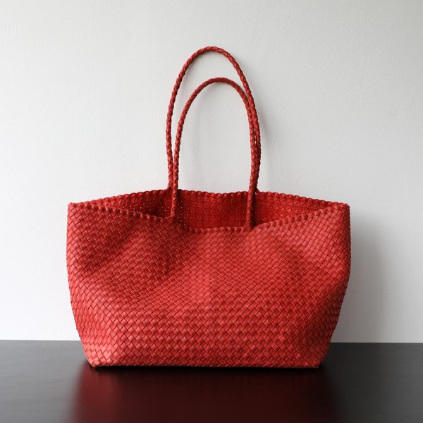 Lekki Luksus, Poczucie Wysokiej Klasy, Retro, Torba O DużEj PojemnośCi Do DojazdóW, DużA Torba Z Garbowanej RośLinnie SkóRy BydlęCej, Torba Tkana RęCznie, SkóRzana Torba Tote. 39X20X31Cm-image