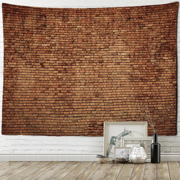 Ceglana śCiana Mural Gobelin śCienny WisząCy Kamień Drewno Retro Boho Psychodeliczny Hipis Tapiz Sztuka Akademik WystróJ Domu 95X70Cm-image