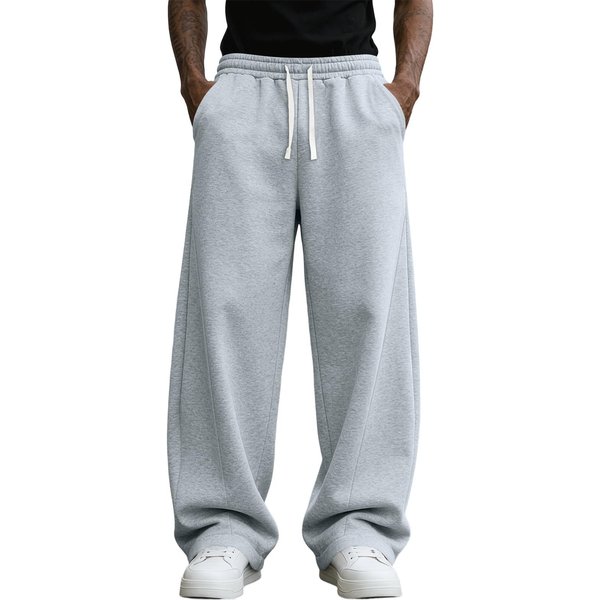 Pantalones De CháNdal Anchos Para Hombre, Ajuste Holgado, Cintura Con CordóN, Pantalones Casuales Holgados, Pantalones Relajados Para El Uso Diario S Gris Claro-image