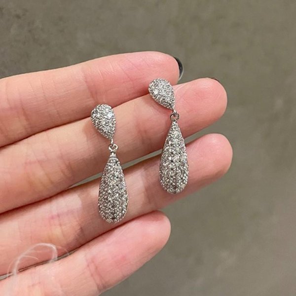 Pendientes Colgantes De Gota De Agua De Moda Huitan Para Mujer, Delicados Accesorios Para Las Orejas De Dama, JoyeríA De Lujo Para Bodas Y Fiestas.-image