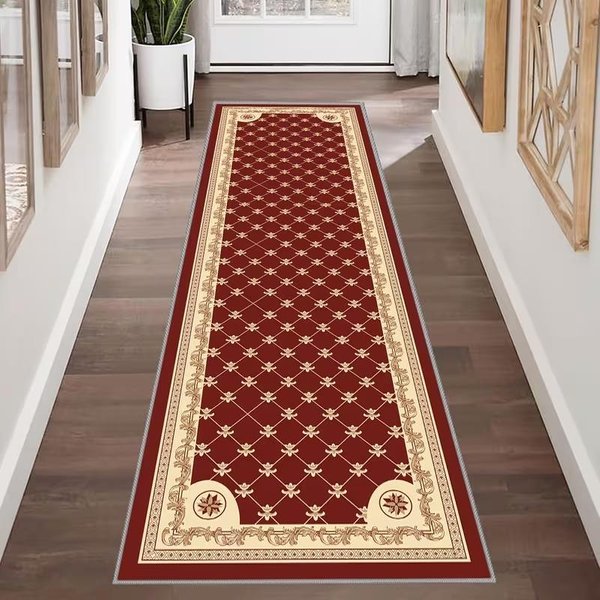 Vintage Orientalny Perski Dywan Biegacz Granatowy Kwiatowy DłUgi AntypośLizgowy Dywanik PodłOgowy Do Przedpokoju WejśCia Kuchni Klasyczny WystróJ 80X200Cm 31X80Inch-image