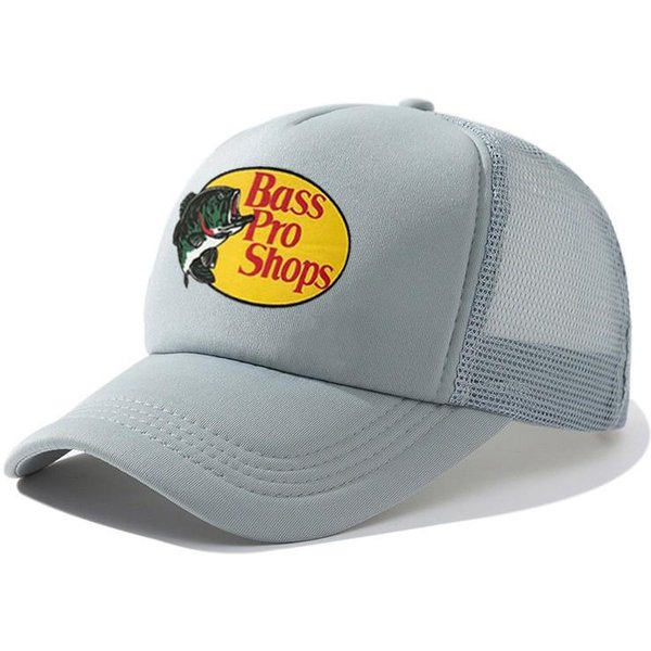 Gorra De BéIsbol Estampada Estilo Europeo-Americano Bass Pro Shops Para Deportes Al Aire Libre Y Pesca Adjustable Gris-image