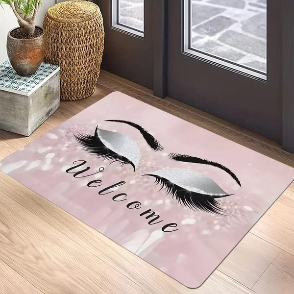 Nadruk RzęS Mata PodłOgowa Poliester Dywan Domowy AntypośLizgowy Dywanik WejśCiowy Salon ŁAzienka Sypialnia Kuchnia Wycieraczka 80X120Cm Flannel-image