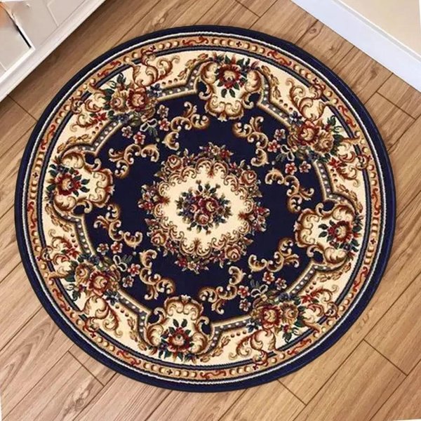 Vintage Europejski Kwiatowy WzóR Scroll Mandala Geometryczny WzóR OkrąGłY Dywan MięKki Dywan Do Salonu Sypialni 120X120Cm-image