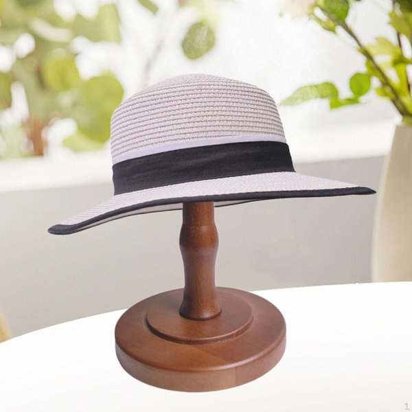 Soporte Exhibidor De Sombreros MarróN Para Almacenamiento Estante Base Redonda Pelucas Cabeza Minorista Height 23 Cm-image