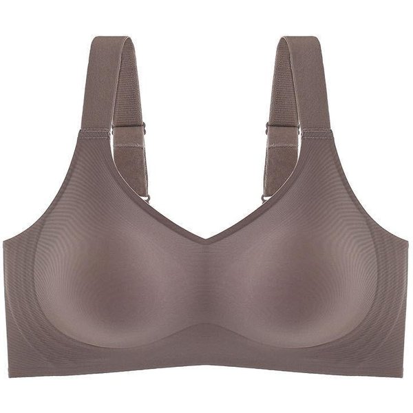 Hermoso Espalda Talla Grande Soporte Suave Push-Up Sujetador Para Mujeres Sin Costuras Una Pieza Sin Aros Ajustable Deportivo Fino Sujetador XL Café-image