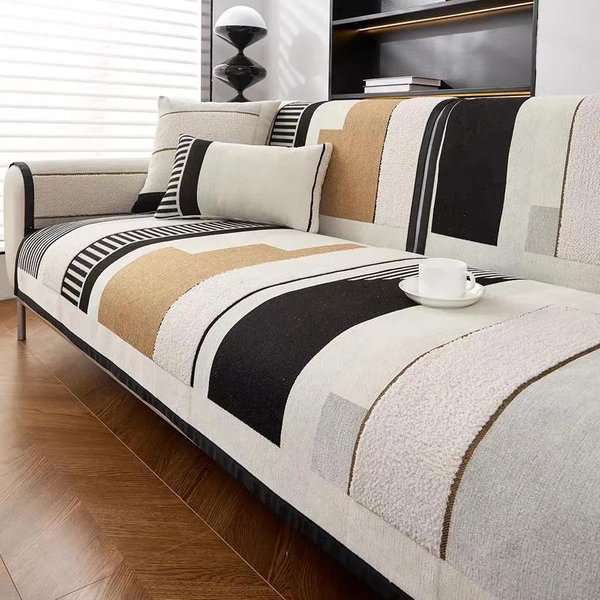 Moderna Toalla De Sofá De Lana De Cordero De Color SóLido Para Invierno, Fundas De Sofá Suaves Y Lisas De Felpa Gruesa Para Sala De Estar, Funda De Sofá Antideslizante 45X45Cm(Pillowcase) Gray-image