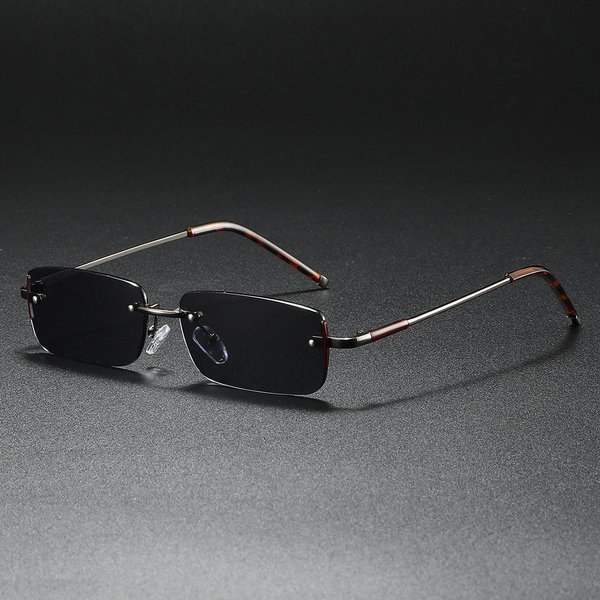 Gafas De Sol De Moda Sin Montura Rectangulares Cuadradas PequeñAs Para Mujeres Hombres Gafas De Sol Para Viajar Oculos 1PC Black-image