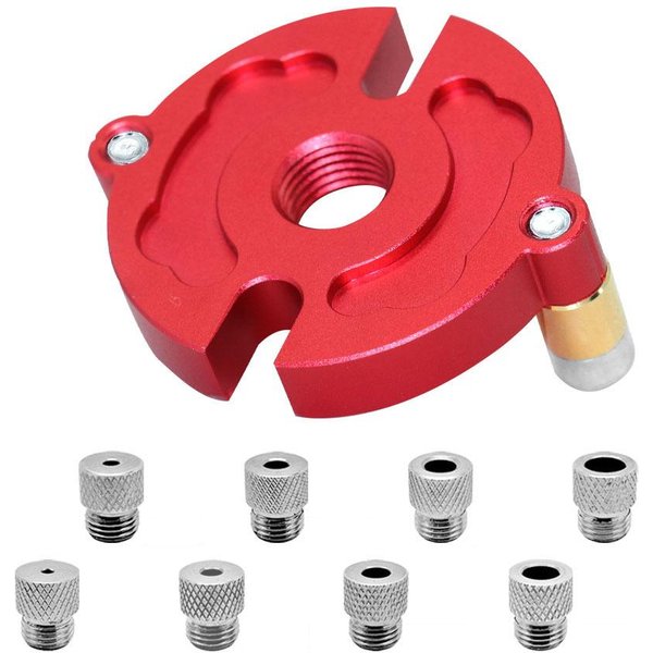 Kit De Plantilla Para Agujeros Autocentrante Para CarpinteríA, GuíA De PerforacióN De Agujeros Verticales, Herramienta Localizadora De Punzones Rojo-image