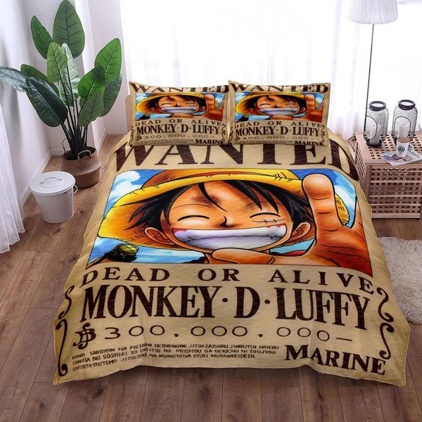 Juego De Cama De Anime O-Ones Pieces Funda NóRdica Japonesa Luffys Funda De Almohada Para NiñOs Regalo Para NiñOs TamañO Individual Queen King 140X200Cm-2Pcs-image