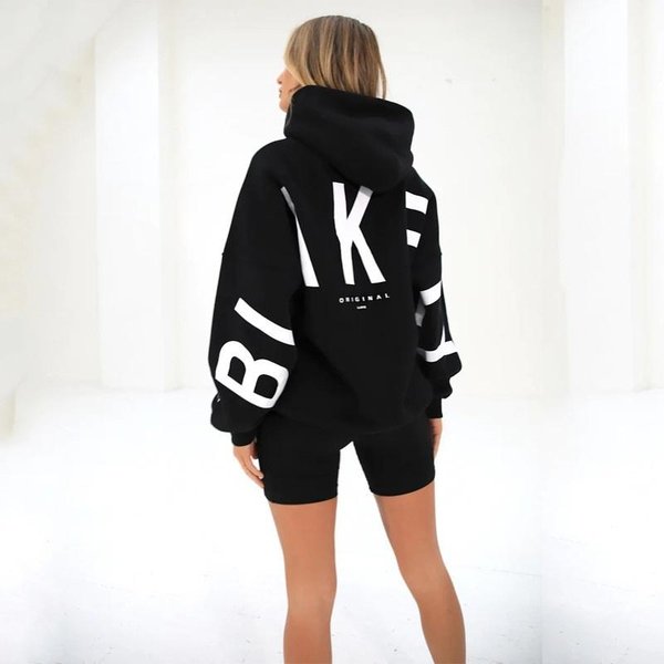 Unisex Bluza Z Kapturem Nadruk DłUgi RęKaw LuźNa Codzienna Pulower Bluza Z Kapturem Gruba MięKka Streetwear Top Dla MężCzyzn Kobiet XXL Black-image
