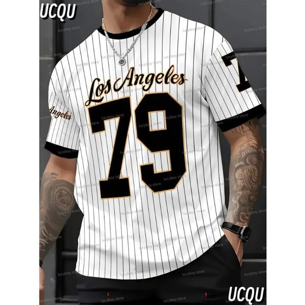 Nuevo EN Camiseta Estilo Americano 79 LOS ÁNgeles Hombre Manga Corta Cuello Redondo Camiseta Deportiva Camiseta De Baloncesto Vintage Ropa Hombre L Black-image