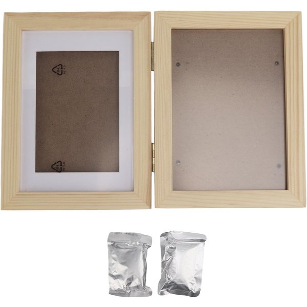 Kit De Recuerdos De Huella De Pata De Mascota Marco De Fotos De Madera Con Molde De Arcilla Para Amantes De Mascotas Y Recuerdos Arcilla Blanca-image