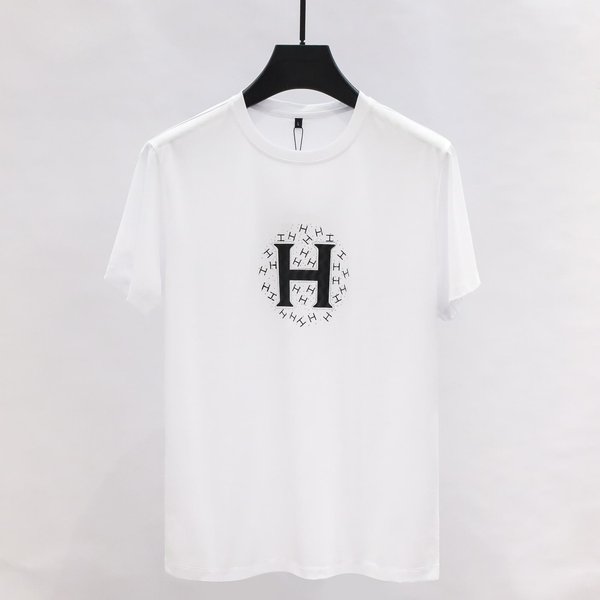 Wiosna Lato Odzież MęSka Jedwab MęSki OkrąGłY Dekolt Casual KróTki RęKaw T-Shirt 2XL White-image
