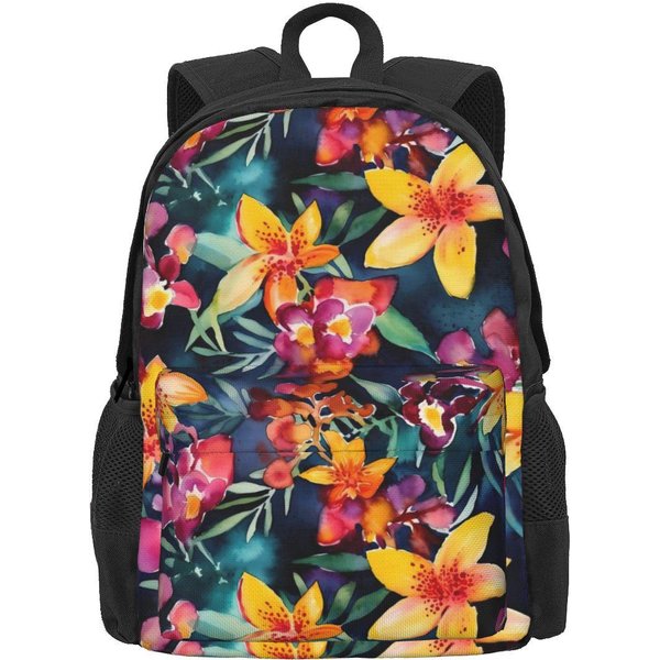Mochila Floral De Lirio Unisex Nostalgia De Los 90 Mochilas Con Estampado De Flores PoliéSter Bolsas Escolares Geniales Diarias Mochila De Alta Calidad 36X32X10Cm-image
