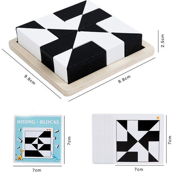 BiałO-Czarne Klocki Gra Bitewna Dla 2 Graczy Puzzle Tangram Drewniane Zabawki Edukacyjne Dla Dzieci Prezent Dla Dzieci Gra Logiczna-image