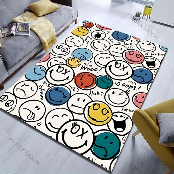 WybóR Wielu RozmiaróW Kreatywny WzóR UśMiechnięTej Buzi Dywan Do Salonu Sypialni Sofa Dekoracja Domu AntypośLizgowa Mata PodłOgowa DużY Rozmiar 70X100Cm (28X39In)-image