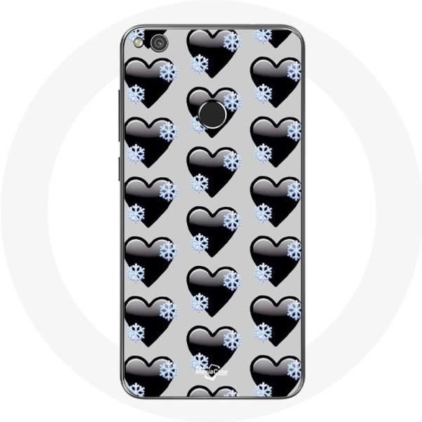Funda Para Huawei P8 Lite 2017 Fondo De Corazones Negros-image