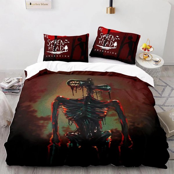 Conjunto De Cama Siren Head TamañO Individual TamañO Individual TamañO Completo Queen Size King Size TamañO Kit De Cama Siren Head Dormitorio Adulto NiñO Juegos De Fundas NóRdicas Tridimensional EU Single 135X200Cm-image
