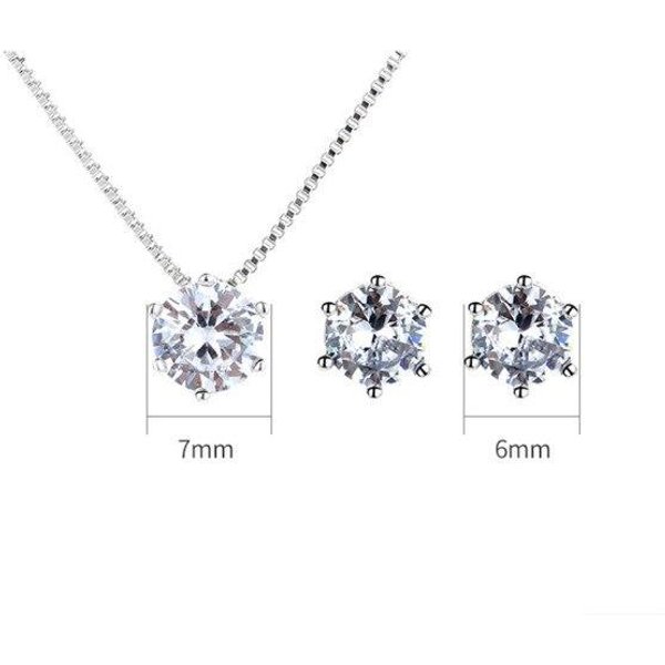 Nuevo Collar De Plata De Ley 925 Para Mujer, Pendientes Con Forma De Tachuela, Cadena De ClavíCula Con Circonitas Brillantes, Collares, JoyeríA, Regalo Para Traje Gray-image