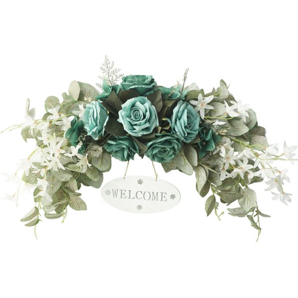 DecoracióN De Flores Artificiales Flor De Rosa Artificial Corona De Flores Umbral De Puerta Hogar Boda Fiesta Pared Gray-image