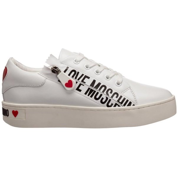 Love Moschino Damskie SkóRzane Trampki BiałE - Rozmiar: 39-image