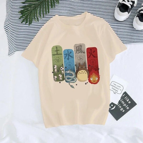Camiseta Unisex Anime AñOs 90 Totoro Harajuku Ullzang Mujer Camiseta Miyazaki Hayao El Viaje De Chihiro Camiseta Tops Feunisex M-image
